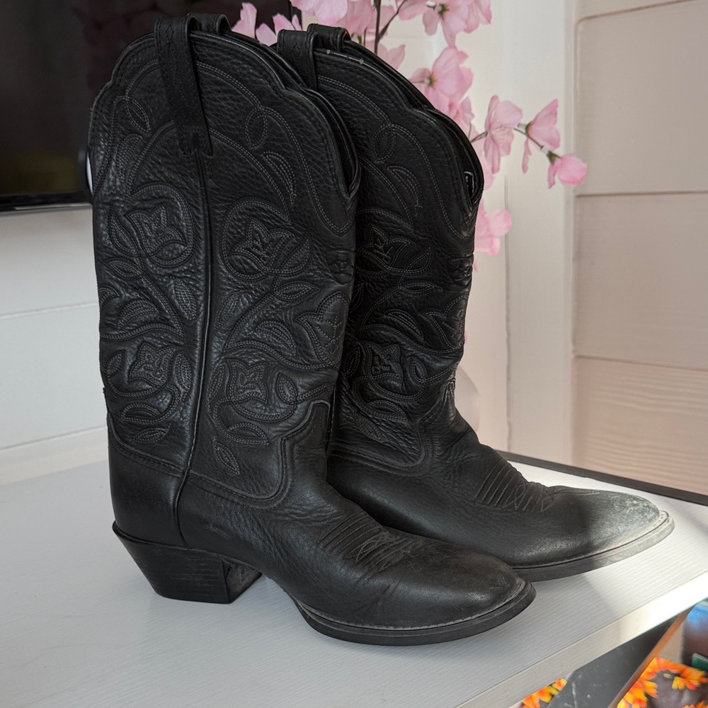 Ariat Black Embroidered Heeled Boots
